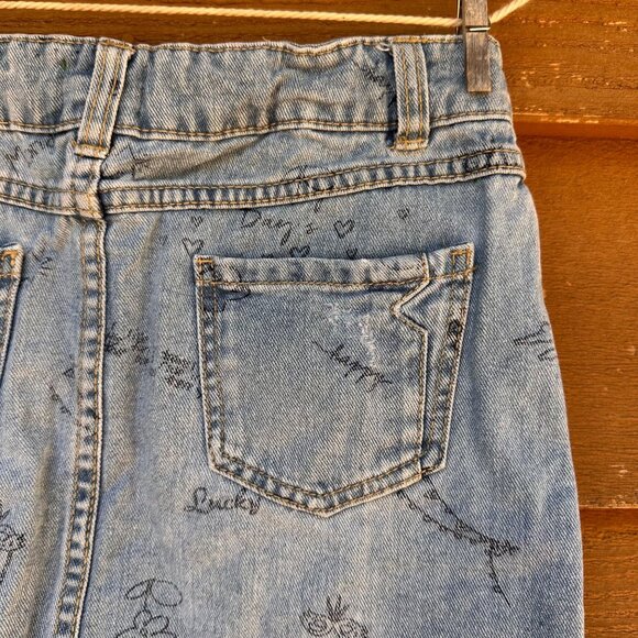 Dip Denim Adjustable Waist Skirt M (8-10) Girls Blue With Printed Graphics & Dis - Picture 11 of 14